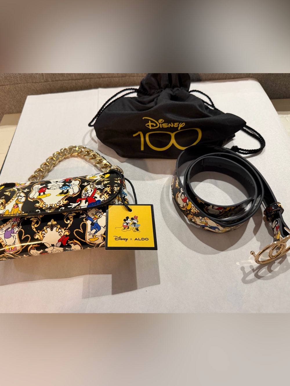 Disney x Aldo Black Character Chain Handle Belt Bag